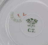 Set of 8 Antique Luster Carl Tielsch Cream Soups and Saucers Late 19th Century