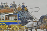 Framed Victorian Horse Bus Omnibus Die Cut on Silk 1880