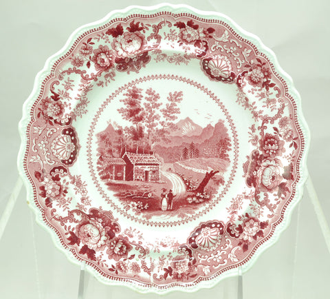Pair of Adams Pink Historical Staffordshire Plates View Near Conway NH 1830
