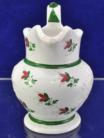 Staffordshire Painted Embossed Flowers Milk Jug 1820