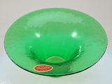 Large Vintage Murano Glass Opalescent White and Green Compote