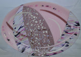 Robin Simpson Pink Fused Art Glass Platter Signed 2011