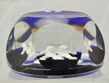 Baccarat Gemini Zodiac Sulfide Dark Blue Background Art Glass Paperweight
