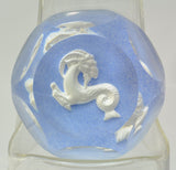 Baccarat Capricorn Zodiac Sulfide Light Blue Background Art Glass Paperweight