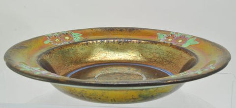 Rare Large Antique Copper Lustre Soup Bowl Floral Decoration 19th Century