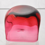 Antique Cranberry Glass Blown Pinched Square Bowl circa 1880.