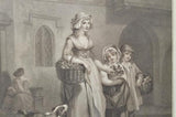 Original Stipple Engraving Wheatley "Two Bunches a Penny" Cries of London 1790s