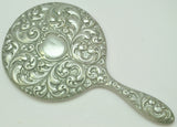Antique Scrollwork Silver Plate Hand Mirror EPN 19th Century