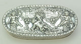 Antique French Silver Flying Cupids with Doves Snuff Box 19th Century