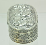 Antique French Silver Flying Cupids with Doves Snuff Box 19th Century