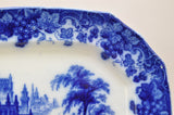 Antique Furnival "Gothic" 16 Inch Staffordshire Flow Blue Platter circa 1850