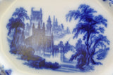 Antique Furnival "Gothic" 16 Inch Staffordshire Flow Blue Platter circa 1850
