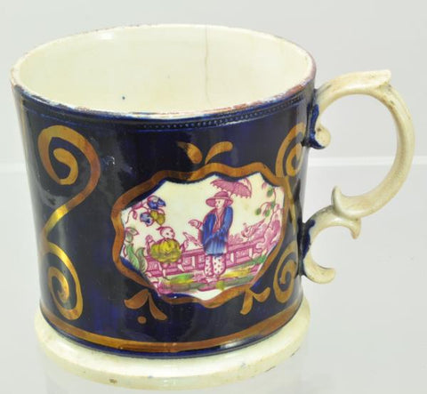 Antique Staffordshire Gaudy Welsh with Pink Transfer Mug circa 1840