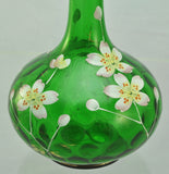 Antique Enameled Green Glass Floral Decanter circa 1900