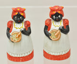 Antique Bisque Porcelain Mammy Aunt Jemima Salt Shakers Black Americana