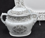 Antique Meakin Brown Creswell 14 Inch Platter and Sugar Bowl