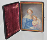 Exquisite William IV Watercolor of Mother and Child in Leather Case 1835