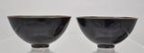 Pair of Fine Vintage Chinese Oilspot Tea Bowls