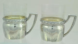 Antique Pair of German 800 Silver Glass Holders with Tumblers