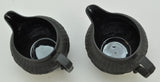 Pair Antique Wedgwood Black Basalt UK Four Nations Scroll Creamers 19th Century