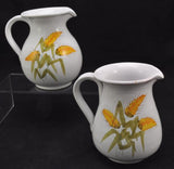Pair of Hand Painted Italian Faience Harvest Wheat Pitchers Pippo Cetona