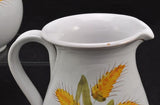 Pair of Hand Painted Italian Faience Harvest Wheat Pitchers Pippo Cetona