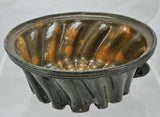 Large Antique Redware Swirl Pudding Food Mold Flint Glaze 19th Century