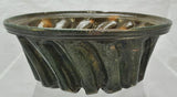 Large Antique Redware Swirl Pudding Food Mold Flint Glaze 19th Century