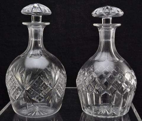 Near Pair of Tudor Crystal English Cut Glass Decanters
