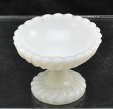 Antique Swirl Molded Fiery Opalescent Milk Glass Wafer Tray / Mini Compote 1840