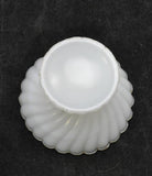 Antique Swirl Molded Fiery Opalescent Milk Glass Wafer Tray / Mini Compote 1840