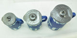 Set of 3 Wedgwood Dark Blue Jasperware Covered Pitchers 19th Century