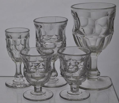 Five Pieces Ashburton Pattern Glass EAPG Various Sizes
