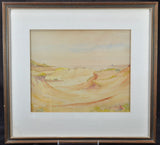 Original Edwin H. Wright Marine Sand Dunes and Bay Watercolor Signed