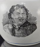 Antique Creamware Bat Print Black Transferware Laughing Man Pitcher circa 1820