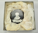 Baccarat Marquis de Lafayette Sulfide Black Background Art Glass Paperweight Box