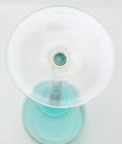 Set of 5 Hand Blown Blue Glass 10 Inch Wine Glasses