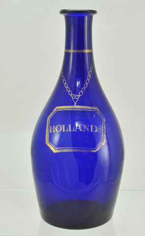 Bristol Blue Holland Blown Flint Glass Decanter Early 19th Century