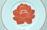 Set of 6 Dansk Bamboo Rust Floral Dinner Plates Near Mint Condition