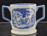 Antique Blue Transfer Staffordshire Dr Syntax Loving Cup Mug 19th Century
