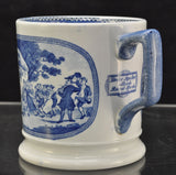 Antique Blue Transfer Staffordshire Dr Syntax Loving Cup Mug 19th Century