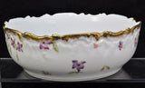 Antique Elite Limoges Violet Flowers with Gold Porcelain 9 Inch Serving Bowl