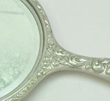 Antique Scrollwork Silver Plate Hand Mirror EPN 19th Century