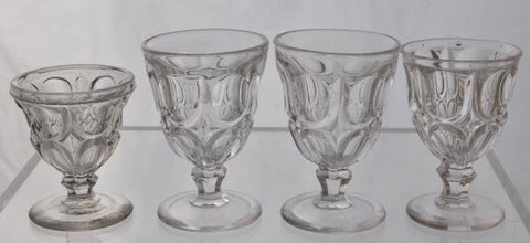 Set of 4 Rare Excelsior Pattern Flint Glass EAPG Egg Cups 1860