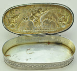 Antique French Silver Flying Cupids with Doves Snuff Box 19th Century