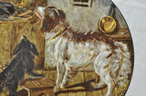 Large Antique Artist Signed French 15" Handpainted Dog Porcelain Charger