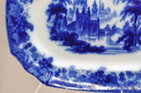 Antique Furnival "Gothic" 16 Inch Staffordshire Flow Blue Platter circa 1850