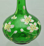 Antique Enameled Green Glass Floral Decanter circa 1900