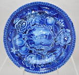 Antique Pains Hill Surrey Dark Blue Staffordshire Transferware Plate As Is