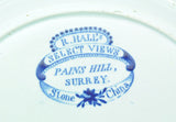 Antique Pains Hill Surrey Dark Blue Staffordshire Transferware Plate As Is